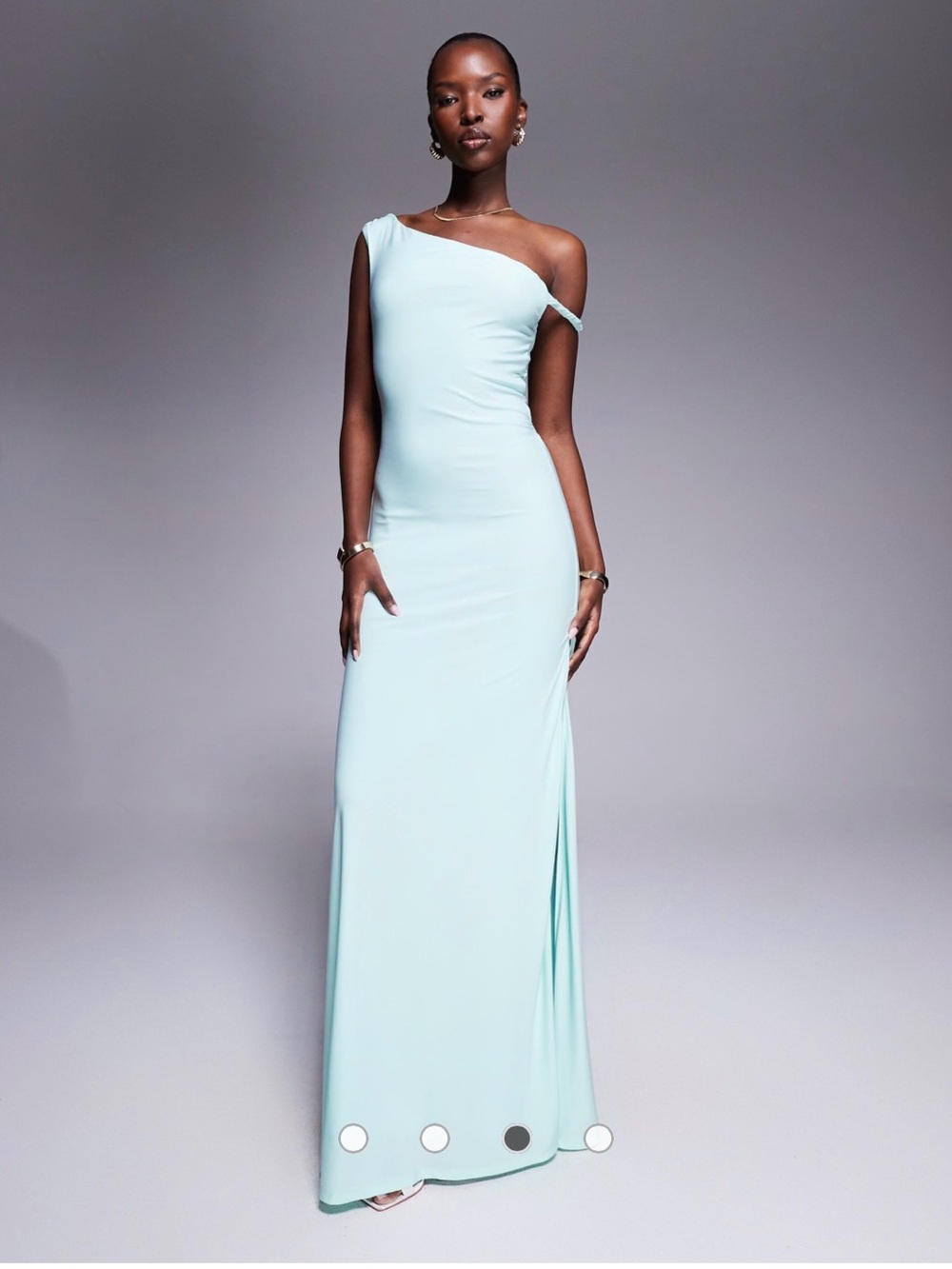 ASOS twist shoulder maxi dress with lace up back in mint - wedding guest dress